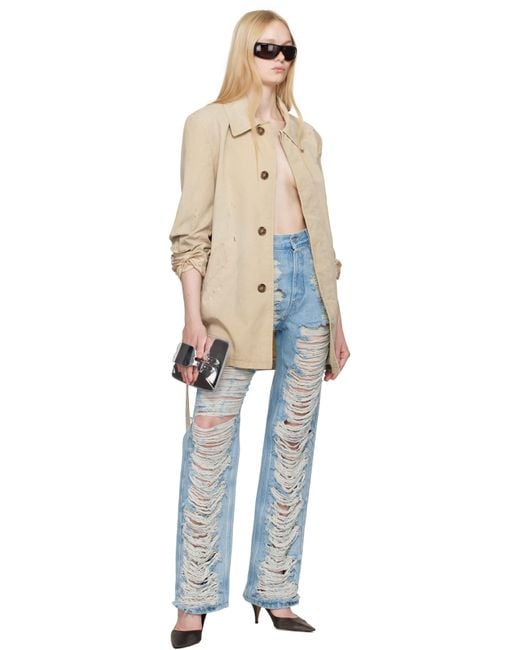 MM6 by Maison Martin Margiela ブルー リップドジーンズ Blue