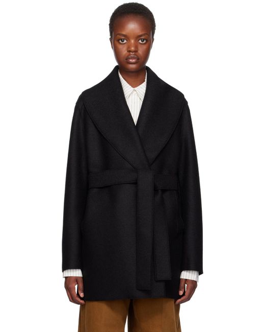 Harris Wharf London Black Belted Coat