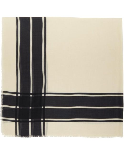 Totême  Toteme Off-white & Black Wool Silk Blanket Scarf