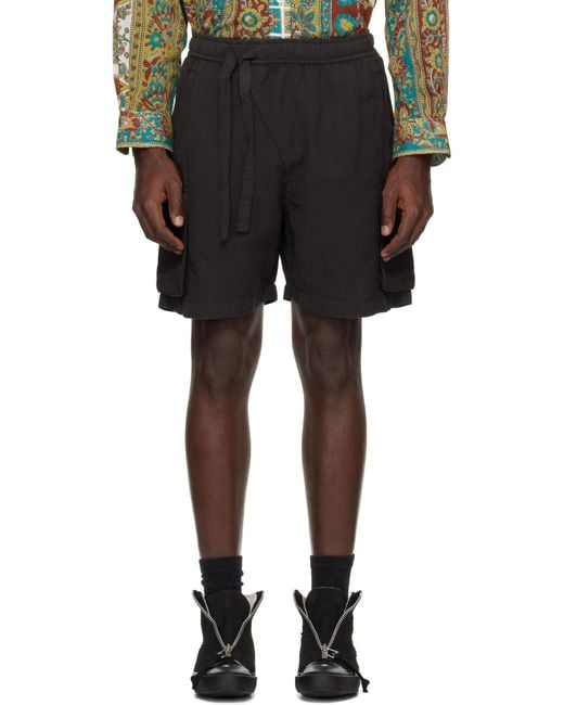 メンズ Maharishi ブラック Hemp Cargo Asym Track ショートパンツ Black