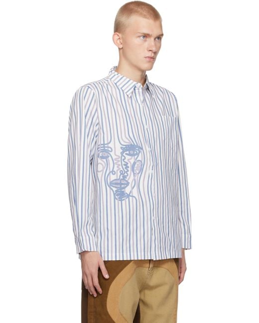 Kidsuper White Striped Face Shirt for men