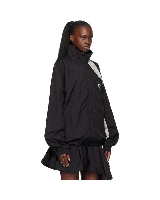 Y-3 Black Raw Edge 3 Stripes Nylon Shell Jacket