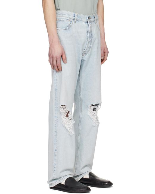 The Row White Blue Burted Jeans for men