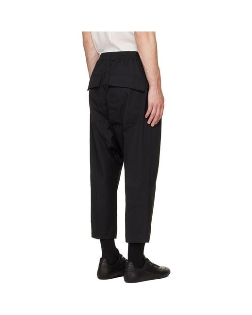 Rick Owens Black Tower Drawstring Cropped Trousers for men