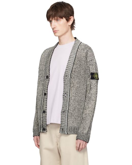 メンズ Stone Island ブラック 5100047 コットン シェニール カーディガン Black