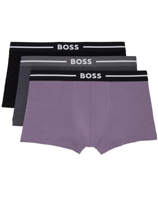 Ensemble de trois boxers e Boss pour homme en coloris Purple