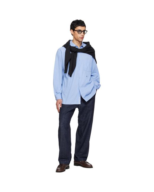 Nanamica Blue Regular Collar Wind Shirt for men