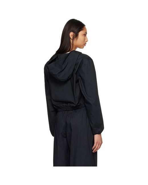 Skims Black Woven Cotton Cropped Zip Up Jacket