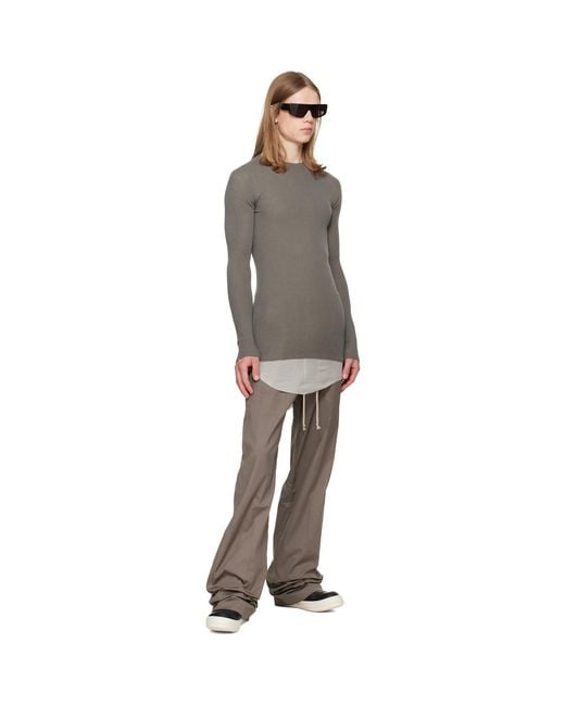 Rick Owens Gray Tower Ribbed Round Neck Sweater for men