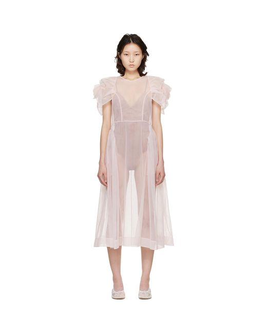 Simone Rocha Black Rose Puff Sleeve Hip Midi Dress