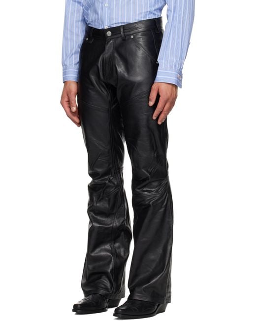 Martine Rose Black Boot Cut Utility Leather Pants for men