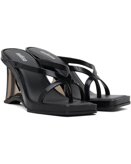 Sandales noires à talon compensé translucide Melissa en coloris Black