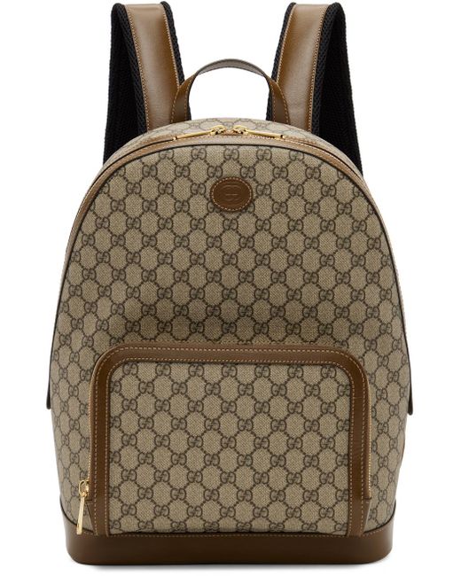 Gucci Multicolor Beige & Brown gg Supreme Backpack for men