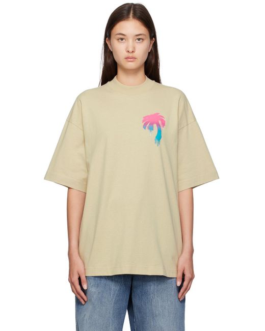 Palm Angels Natural I Love Pa Loose Fit T-shirt In Beige/multicolour