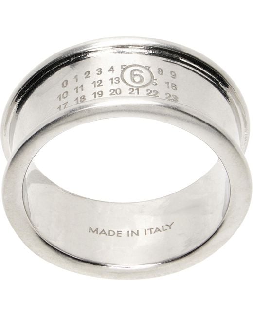 MM6 by Maison Margiela Metallic Logo Band Ring for men