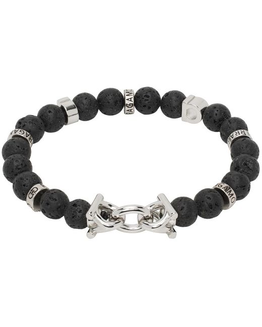 Bracelet élastique noir à ornements gancini Ferragamo pour homme en coloris Black