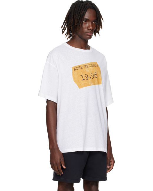 メンズ Acne ホワイト ロゴ Tシャツ White