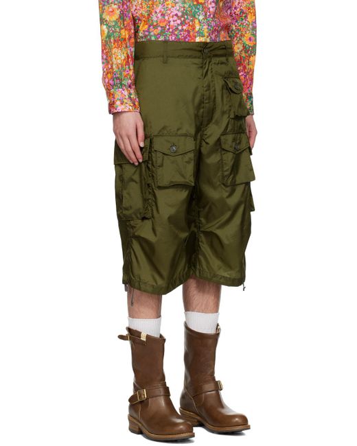 Engineered Garments Green Drawstring Cargo Shorts for men