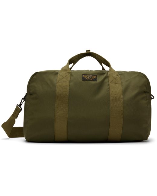 RRL Green Khaki Nylon Canvas Utility Duffle Bag for men
