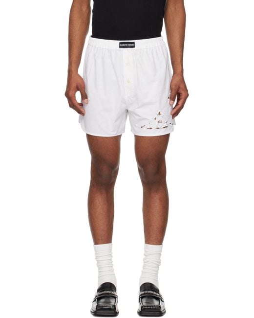 MARINE SERRE Black Regenerated Household Linen Shorts for men