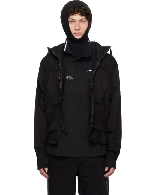 PROTOTYPES Black Toggle Hoodie for men