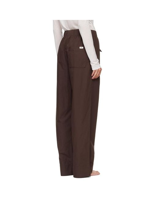 Tekla Brown Poplin Pyjama Pants