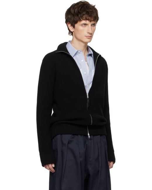 Maison Margiela Black Knit Zip-Up Jacket for men