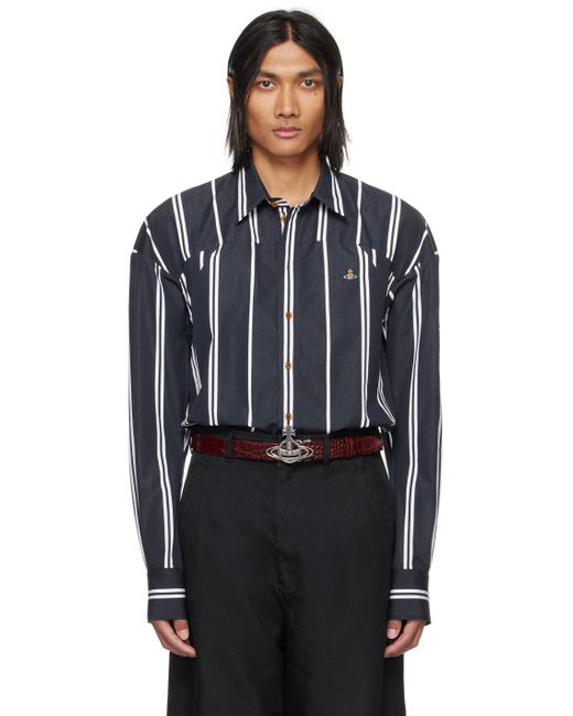 Vivienne Westwood Blue Black Striped Shirt for men