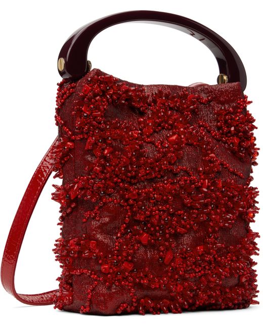 Dries Van Noten レッド マイクロ Leather バッグ Red