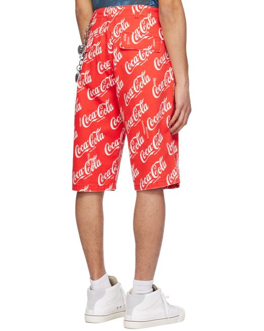 ERL Red Printed Shorts for men
