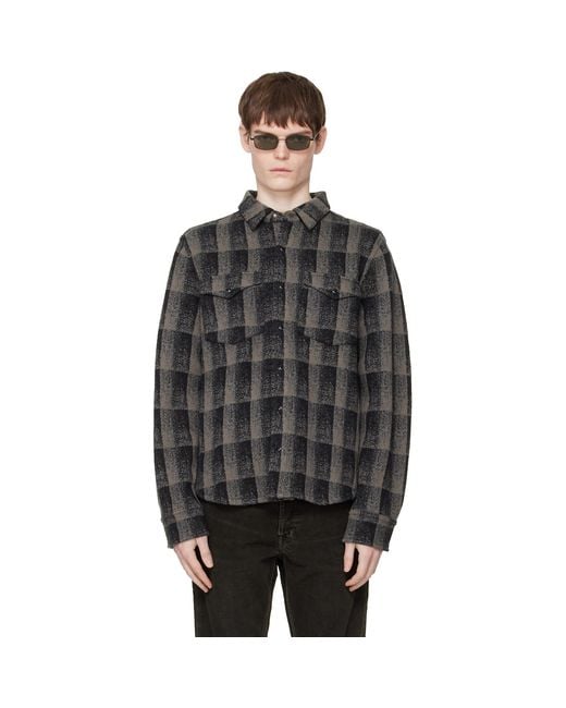 RRL Black Wool-Cashmere Western Overshirt for men