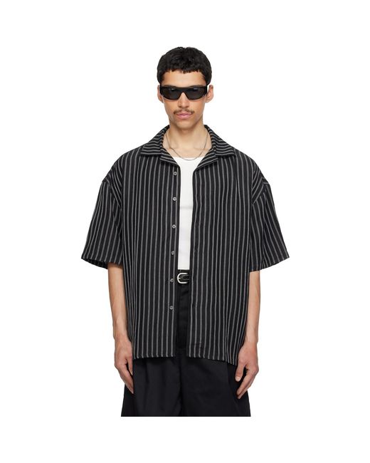 Willy Chavarria Black Camp Collar S/S Shirt for men