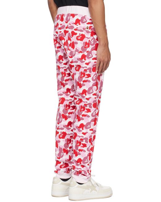 A Bathing Ape Red Abc Camo Crystal Stone Sweatpants for men