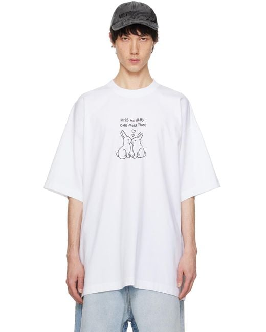 Vetements White Kissing Bunnies T-shirt for men
