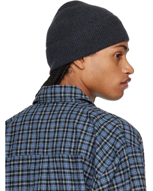 Our Legacy Blue Gray Knit Beanie for men