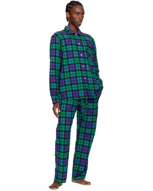 Pantalon de pyjama vert et bleu à carreaux Tekla pour homme en coloris Green
