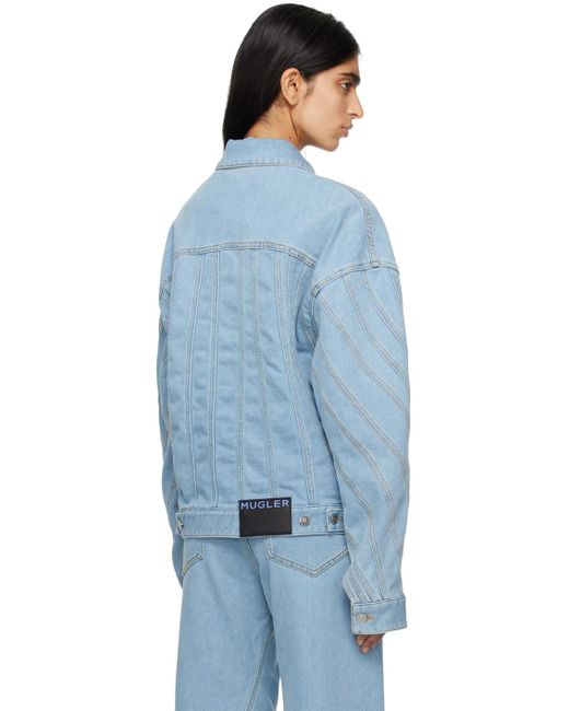 Mugler Blue Spiral Denim Jacket