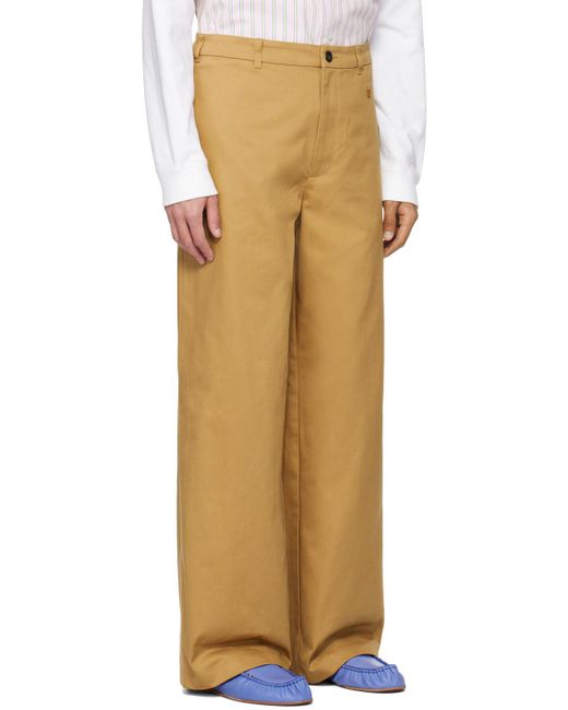 Acne Natural Beige Wide-leg Trousers for men