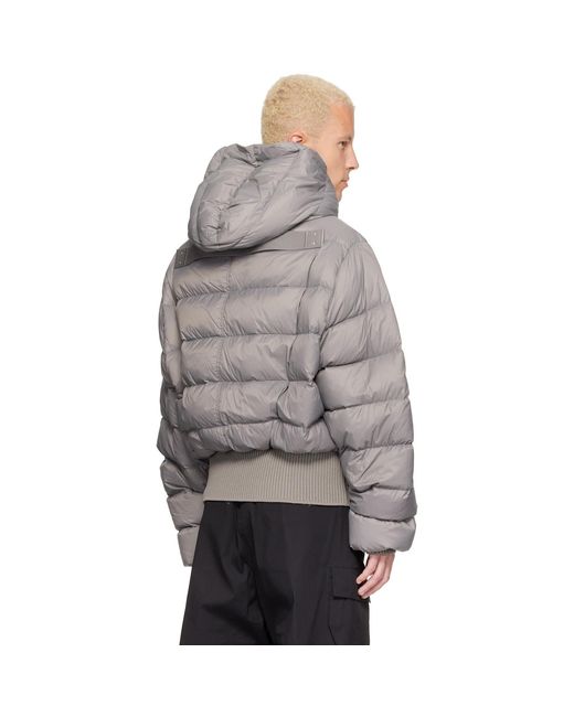Rick Owens Gray Tower Nylon Duvet Hooded Down Jacket for men