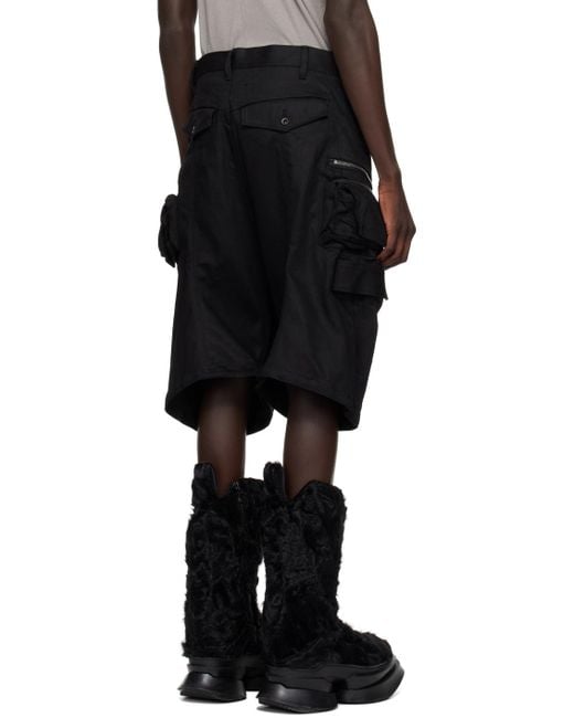 Julius Black Cargo Denim Shorts for men
