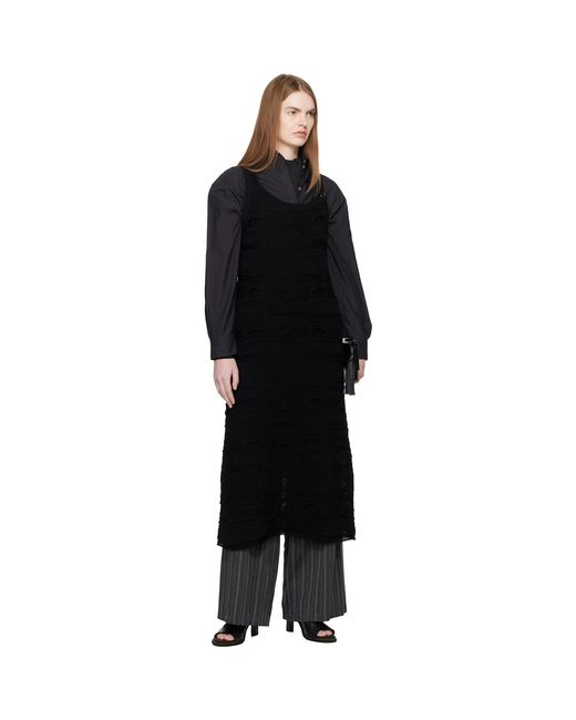 Y's Yohji Yamamoto Black Solid Knit Arranged Strap Midi Dress