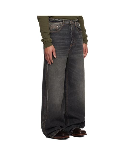 Rhude Black Wide Leg Traxedo Jeans for men