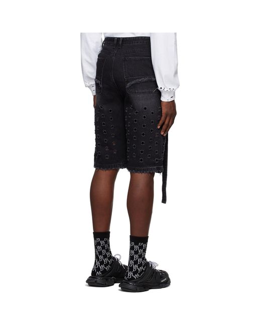 we11done Black Non-Stretch Denim Shorts for men