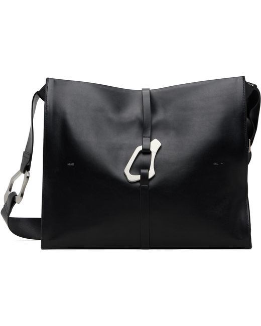 HELIOT EMIL Black Luculent Messenger Bag for men