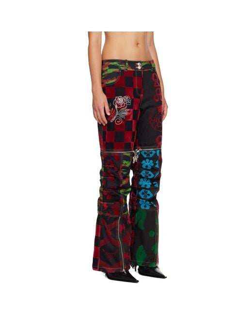 Chopova Lowena Red Patchwork Bevo Jeans