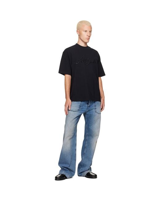 Acne Black Piqué Logo T-Shirt for men