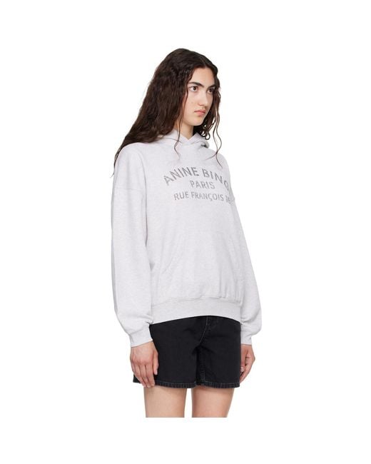 Anine Bing White Harvey Paris Stencil Hoodie