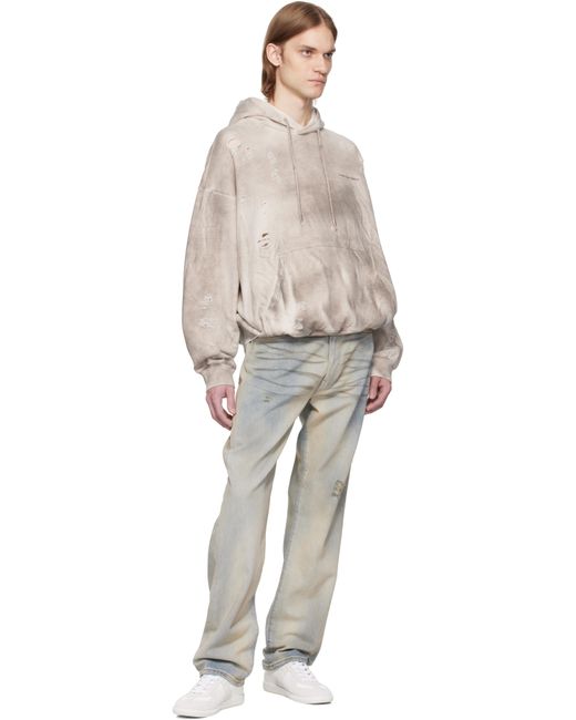 Feng Chen Wang Natural Sandwashed Ripped Hoodie for men