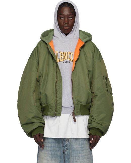 メンズ Balenciaga カーキ ベジタブルダイ ボンバージャケット Green