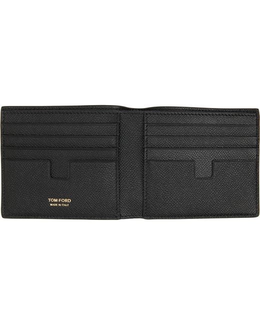 Tom Ford Black Small Grain Leather Bifold Wallet for men
